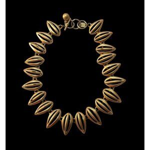 Anne Klein Gold Tone Modernist Sunburst Cleopatra Choker Necklace Vtg Signed